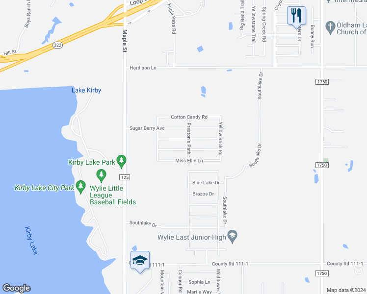 map of restaurants, bars, coffee shops, grocery stores, and more near 282 Lollipop Trail in Abilene