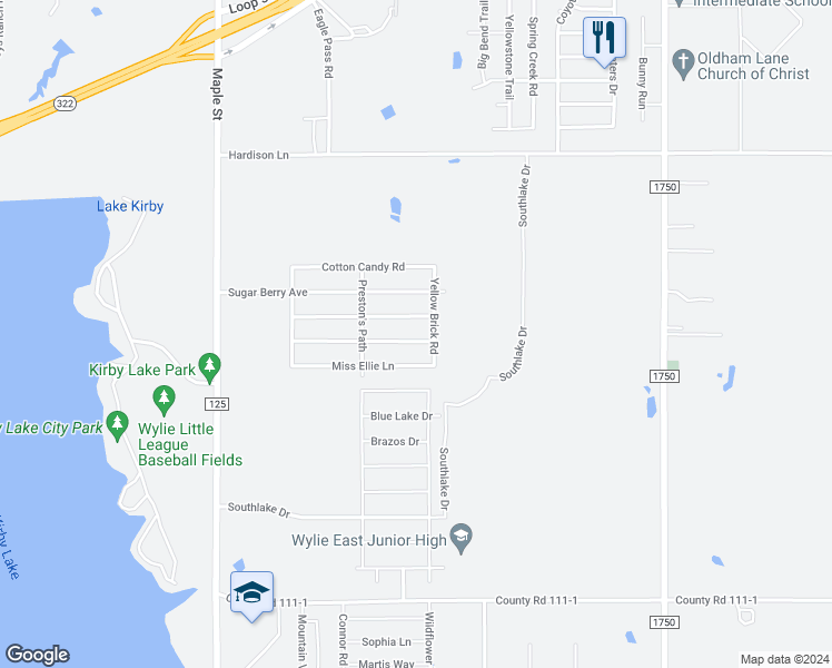 map of restaurants, bars, coffee shops, grocery stores, and more near 374 Lollipop Trail in Abilene