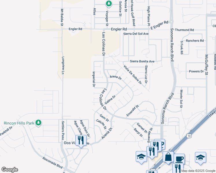 map of restaurants, bars, coffee shops, grocery stores, and more near 5207 Imperial Drive in Las Cruces