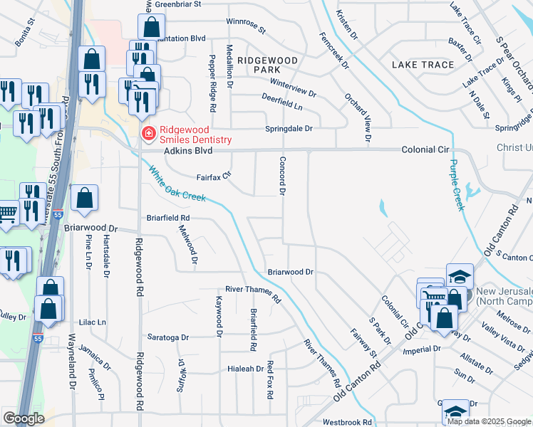 map of restaurants, bars, coffee shops, grocery stores, and more near 5559 Marblehead Drive in Jackson