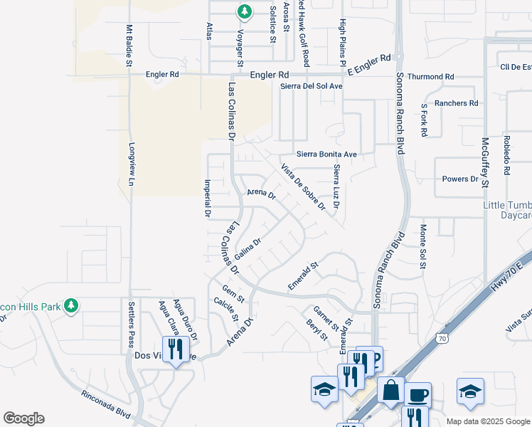 map of restaurants, bars, coffee shops, grocery stores, and more near 5244 Cats Eye Road in Las Cruces