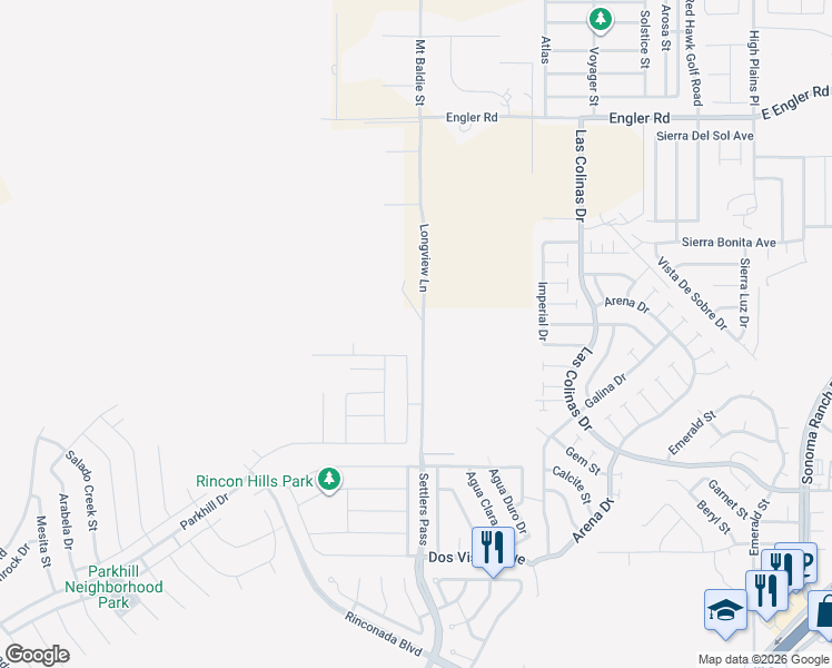 map of restaurants, bars, coffee shops, grocery stores, and more near 5350 Longview Ln in Las Cruces