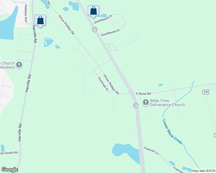 map of restaurants, bars, coffee shops, grocery stores, and more near 1609 Hucknall Place in Statesboro