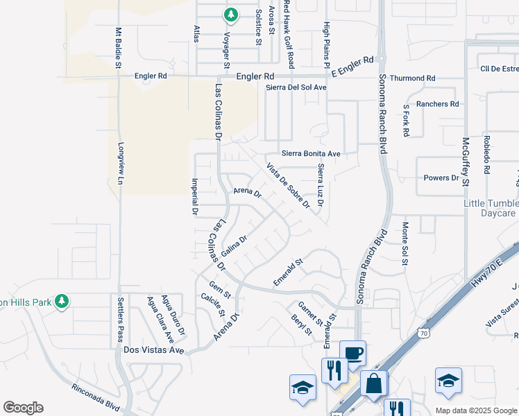 map of restaurants, bars, coffee shops, grocery stores, and more near 5249 Cats Eye Road in Las Cruces