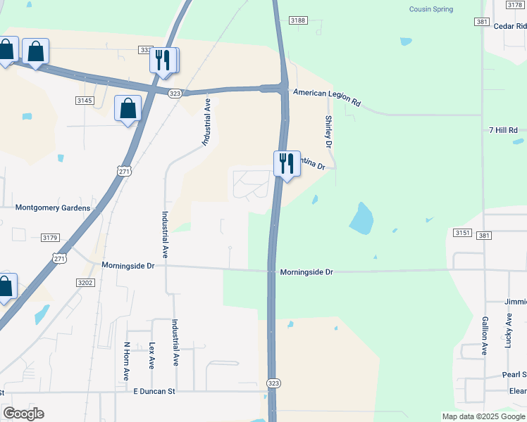 map of restaurants, bars, coffee shops, grocery stores, and more near 3324 East Northeast Loop 323 in Tyler