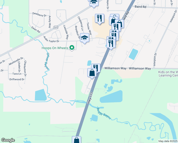 map of restaurants, bars, coffee shops, grocery stores, and more near 3112 New Moon Dr in Shreveport