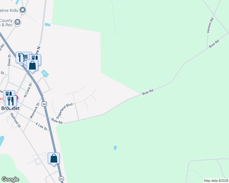 map of restaurants, bars, coffee shops, grocery stores, and more near 643 Buie Road in Brooklet