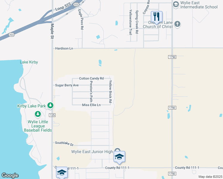 map of restaurants, bars, coffee shops, grocery stores, and more near 5517 Yellow Brick Road in Abilene