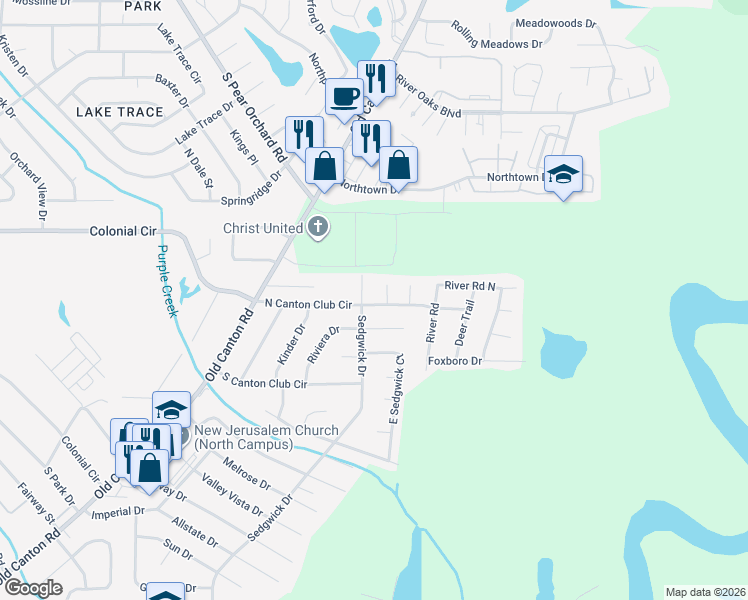 map of restaurants, bars, coffee shops, grocery stores, and more near 480 North Canton Club Circle in Jackson