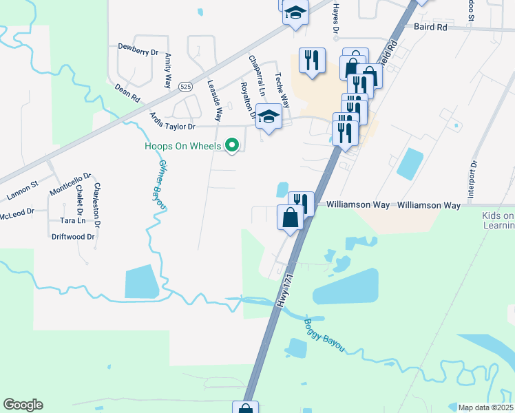 map of restaurants, bars, coffee shops, grocery stores, and more near 3212 New Moon Drive in Shreveport
