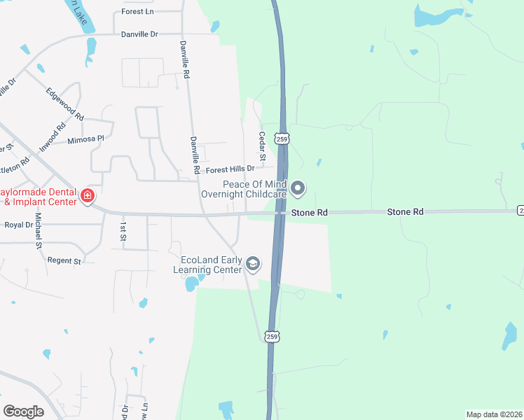 map of restaurants, bars, coffee shops, grocery stores, and more near 3907-4069 Stone Road in Kilgore