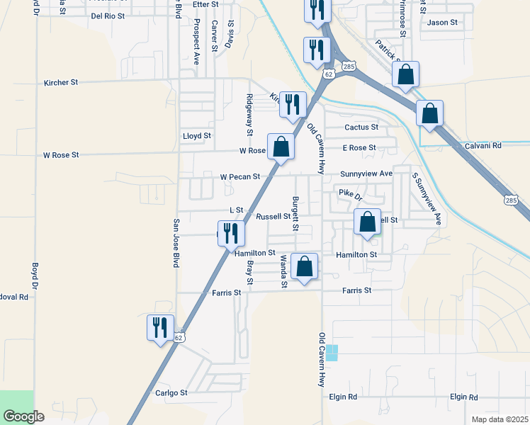 map of restaurants, bars, coffee shops, grocery stores, and more near 3324 National Parks Highway in Carlsbad