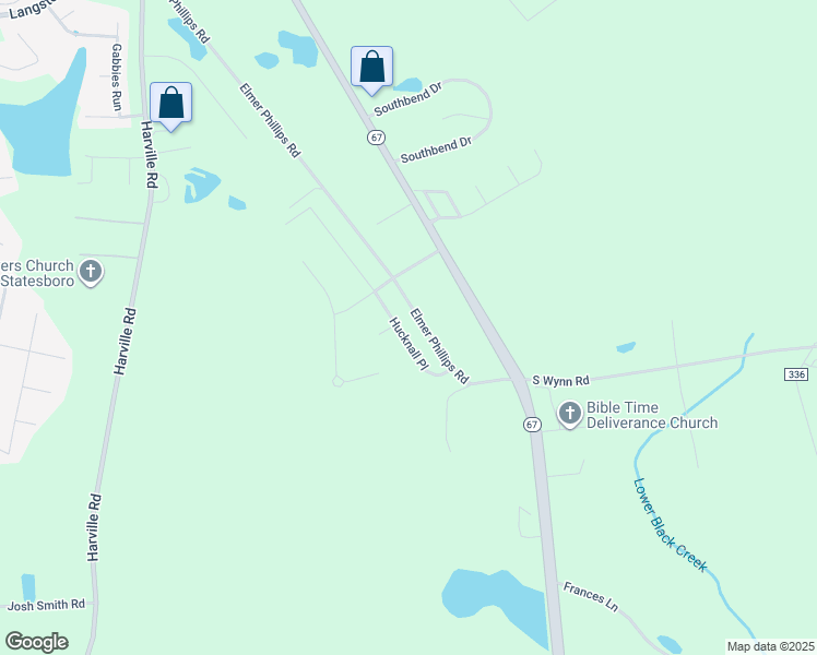 map of restaurants, bars, coffee shops, grocery stores, and more near 1608 Hucknall Place in Statesboro