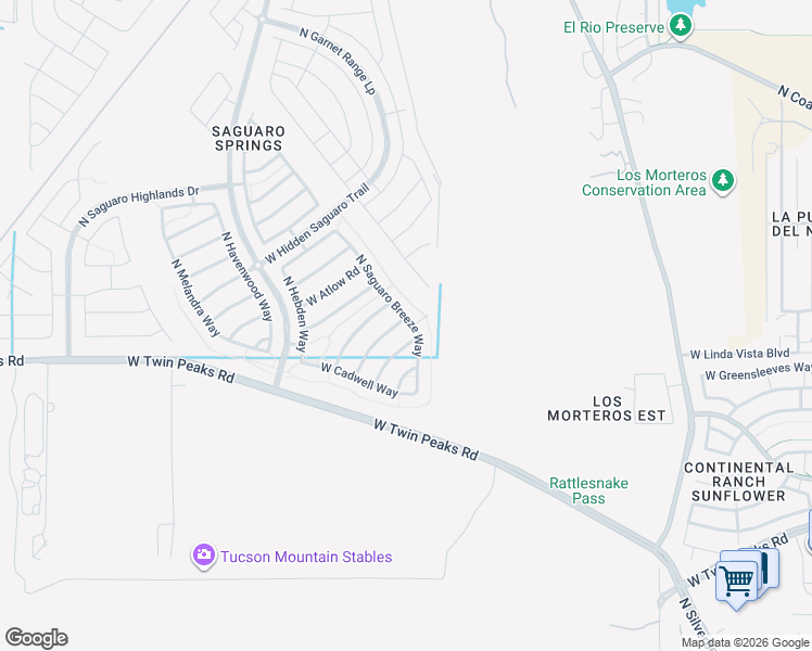map of restaurants, bars, coffee shops, grocery stores, and more near 8649 West Hanbury Road in Tucson