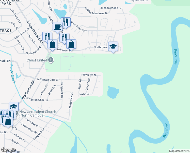 map of restaurants, bars, coffee shops, grocery stores, and more near 5862 Deer Trail in Jackson