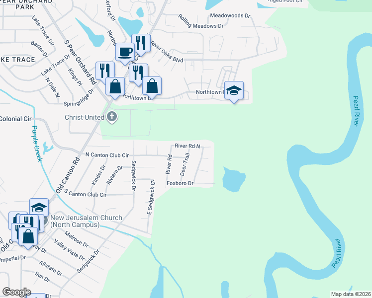 map of restaurants, bars, coffee shops, grocery stores, and more near 5862 Deer Trail in Jackson