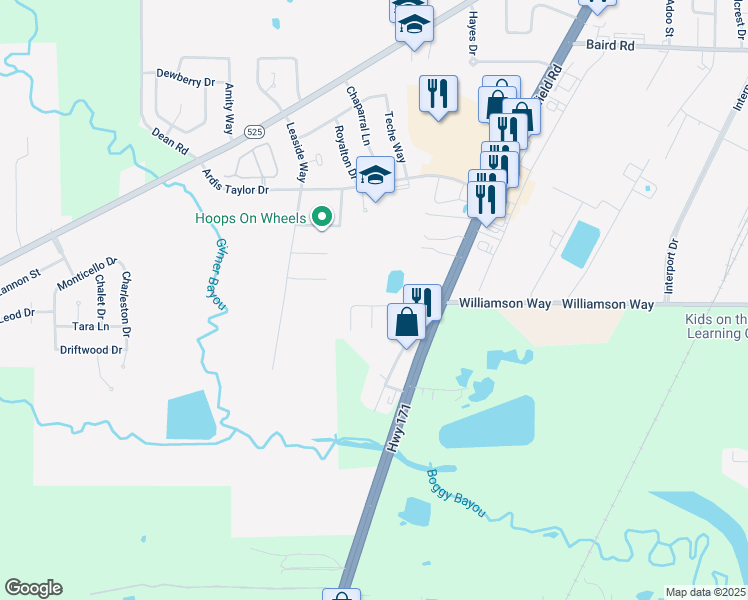 map of restaurants, bars, coffee shops, grocery stores, and more near 3212 New Moon Dr in Shreveport