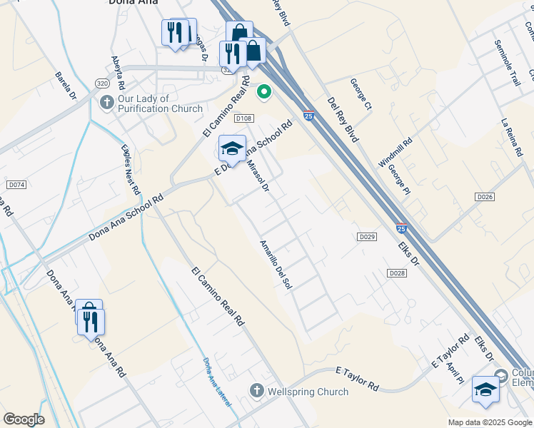 map of restaurants, bars, coffee shops, grocery stores, and more near 5471 Valle Sonrisa in Las Cruces