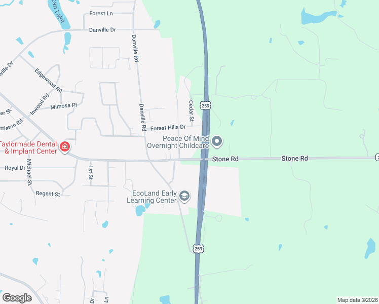 map of restaurants, bars, coffee shops, grocery stores, and more near 3907 Stone Road in Kilgore