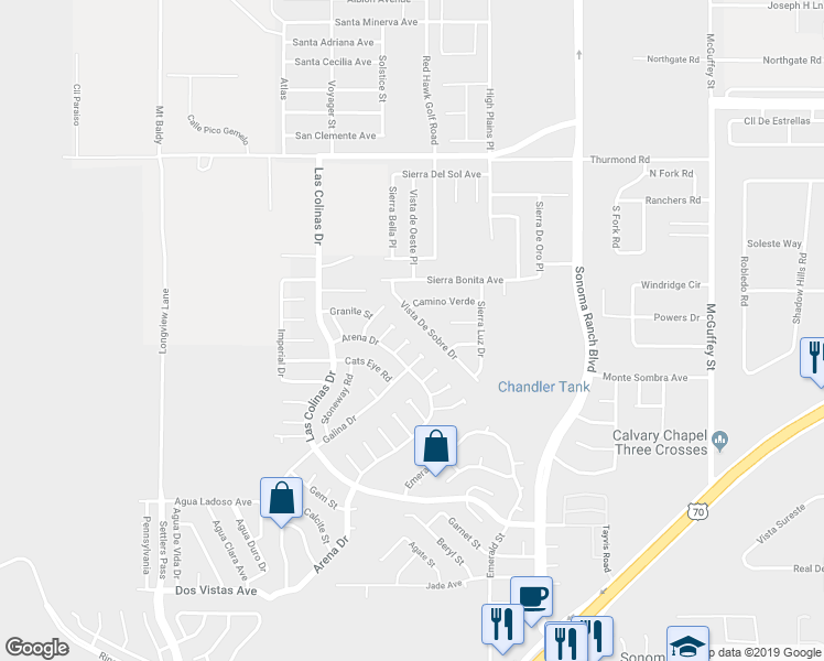 map of restaurants, bars, coffee shops, grocery stores, and more near 4512 Jasper Court in Las Cruces
