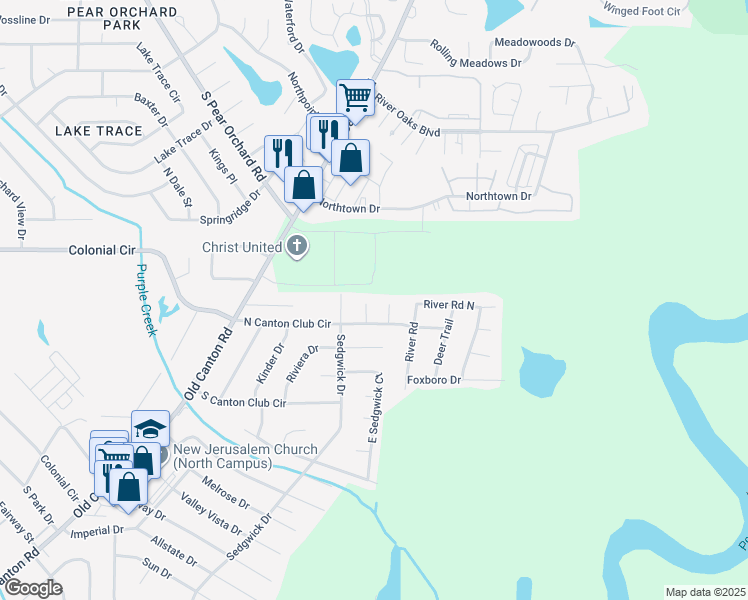 map of restaurants, bars, coffee shops, grocery stores, and more near 145 Chelsea Court in Jackson