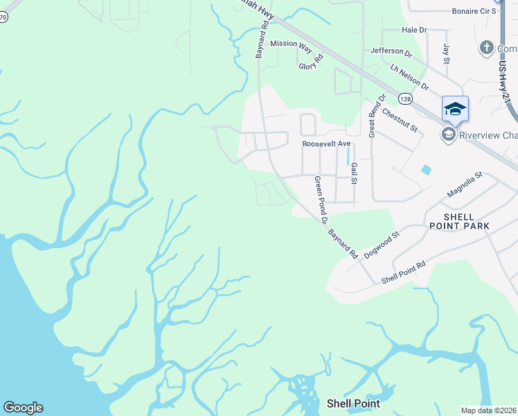 map of restaurants, bars, coffee shops, grocery stores, and more near 152 Baynard Road in Beaufort