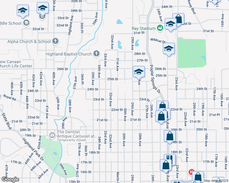 map of restaurants, bars, coffee shops, grocery stores, and more near 2302 32nd Ave in Meridian