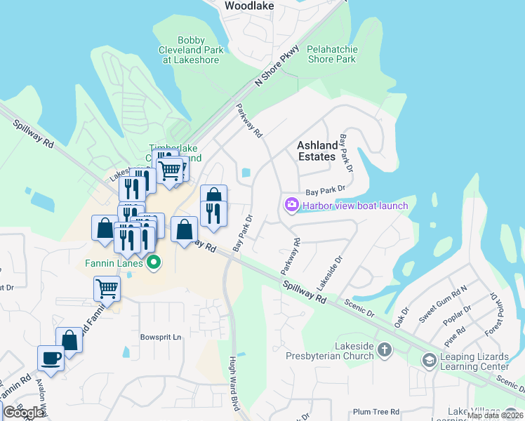 map of restaurants, bars, coffee shops, grocery stores, and more near 713 Bay Park Drive in Brandon