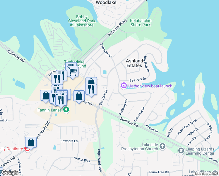 map of restaurants, bars, coffee shops, grocery stores, and more near 713 Bay Park Drive in Brandon