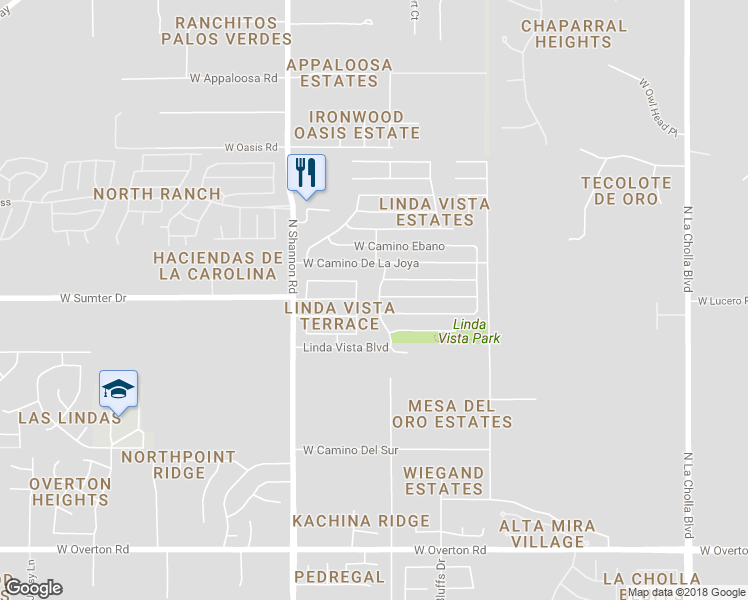 map of restaurants, bars, coffee shops, grocery stores, and more near 9691 North Camino del Fierro in Tucson