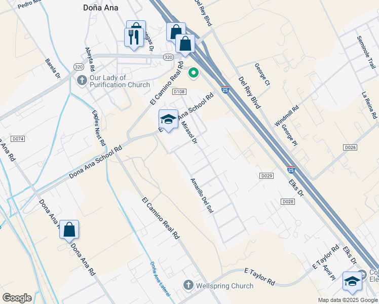 map of restaurants, bars, coffee shops, grocery stores, and more near 5471 Valle Sonrisa in Las Cruces