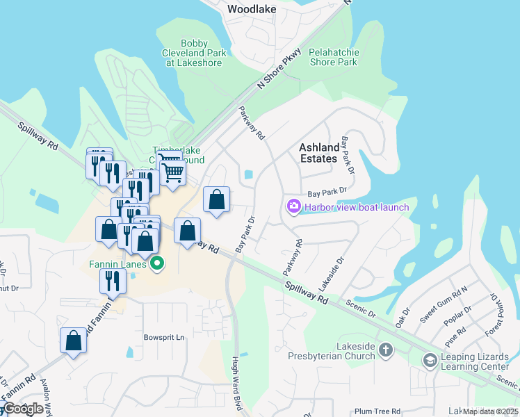 map of restaurants, bars, coffee shops, grocery stores, and more near 609 Bay Park Drive in Brandon