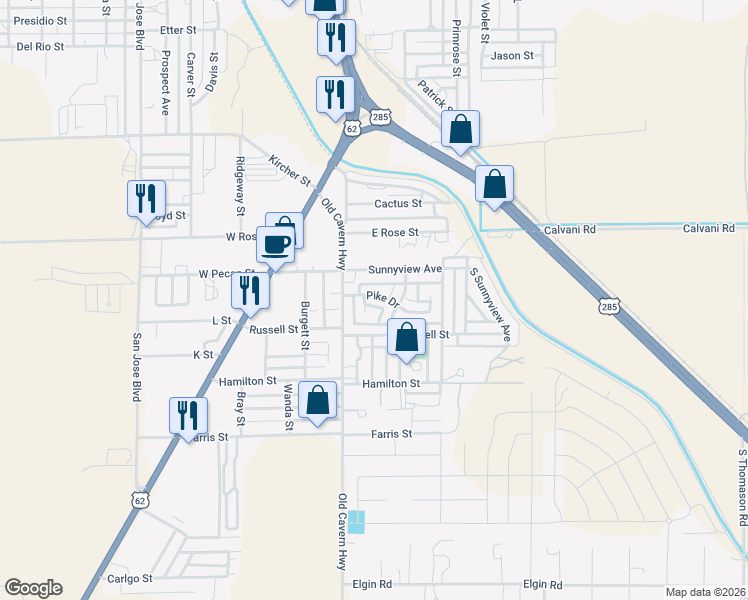 map of restaurants, bars, coffee shops, grocery stores, and more near 316 Pike Dr in Carlsbad