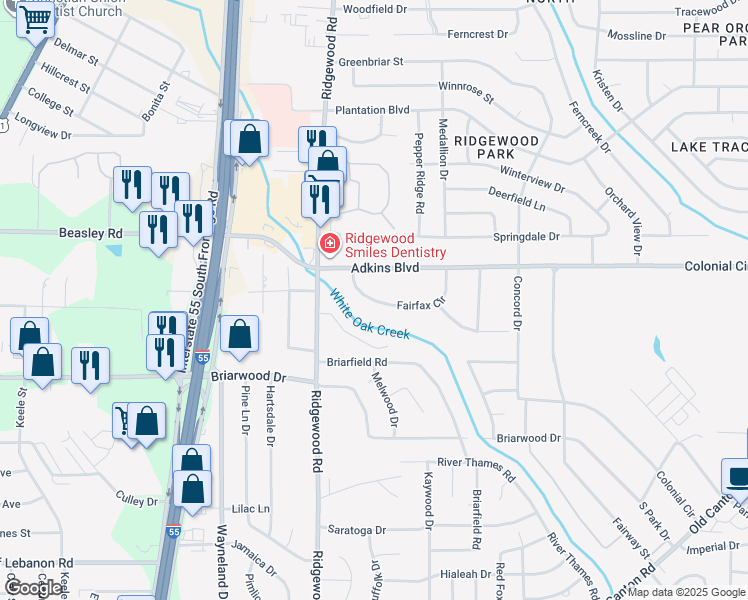 map of restaurants, bars, coffee shops, grocery stores, and more near 826 Fairfax Cir in Jackson