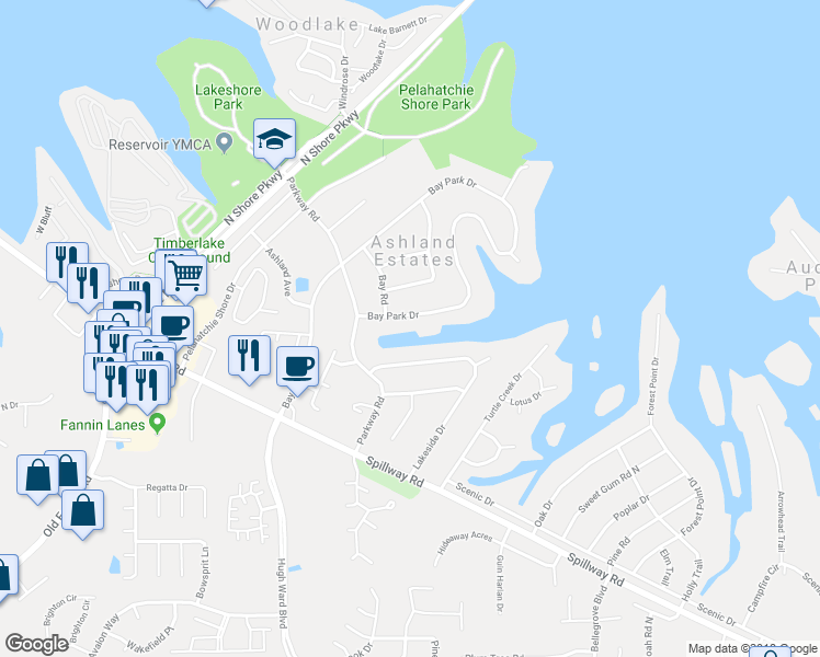 map of restaurants, bars, coffee shops, grocery stores, and more near 200 Bay Park Drive in Brandon