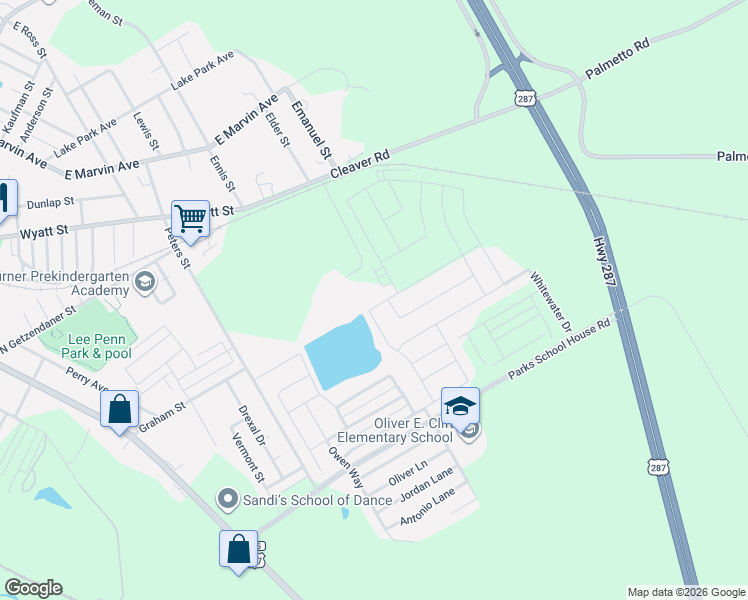 map of restaurants, bars, coffee shops, grocery stores, and more near 1402 Cleaver Road in Waxahachie
