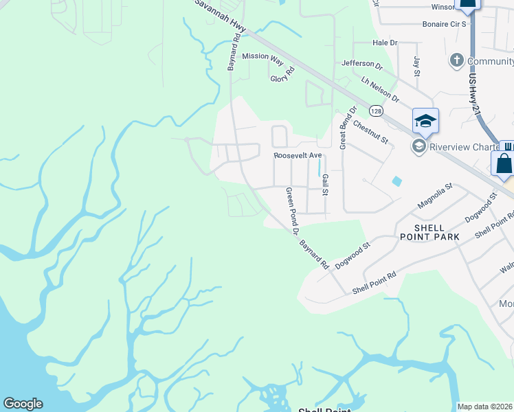 map of restaurants, bars, coffee shops, grocery stores, and more near 152 State Road S-7-256 in Beaufort