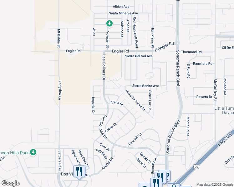 map of restaurants, bars, coffee shops, grocery stores, and more near 5170 Granite Street in Las Cruces