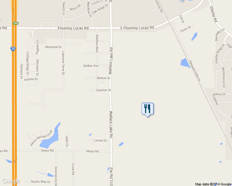 map of restaurants, bars, coffee shops, grocery stores, and more near 9595 Wallace Lake Road in Shreveport