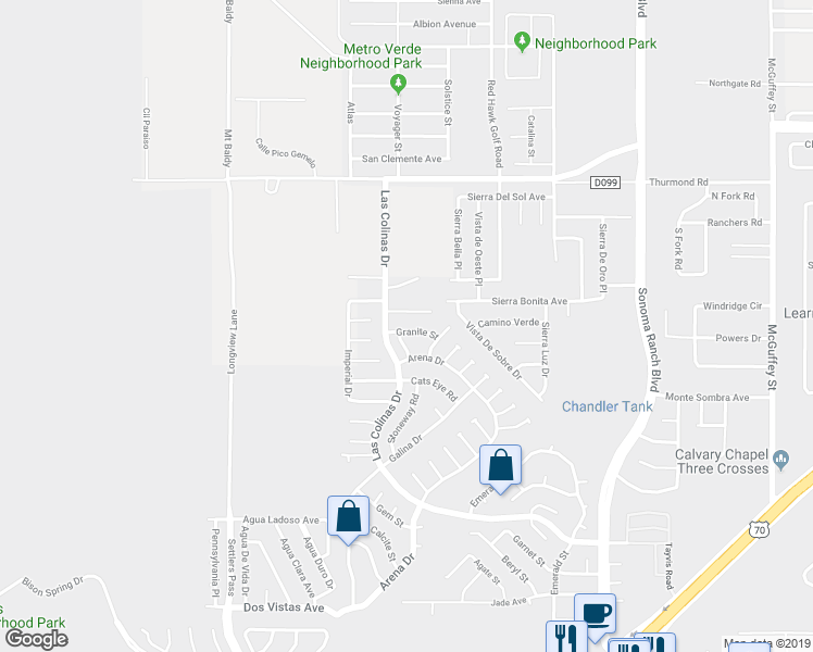 map of restaurants, bars, coffee shops, grocery stores, and more near 5190 Granite Street in Las Cruces
