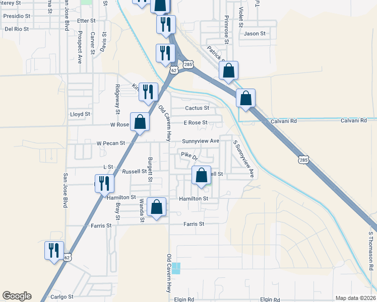map of restaurants, bars, coffee shops, grocery stores, and more near 316 Pike Dr in Carlsbad