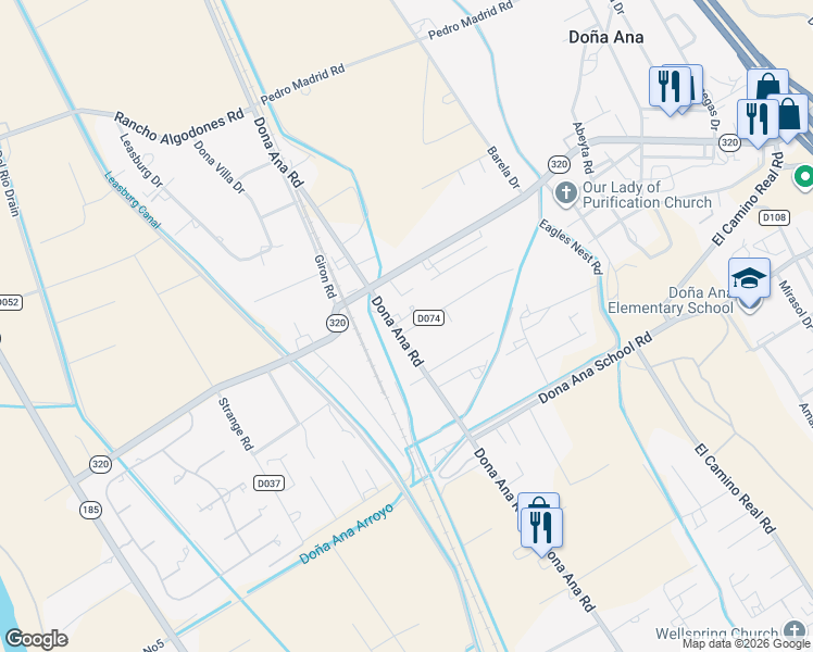 map of restaurants, bars, coffee shops, grocery stores, and more near 5500 Dona Ana Road in Las Cruces