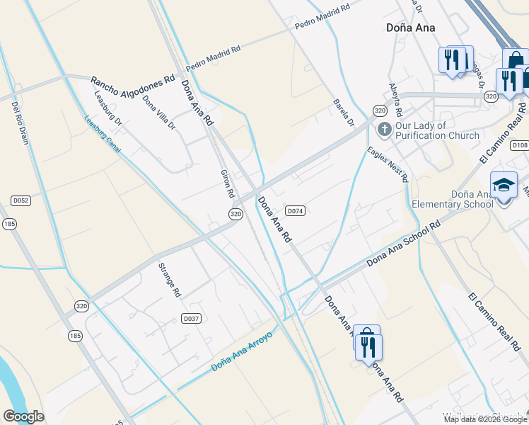 map of restaurants, bars, coffee shops, grocery stores, and more near 5500 Dona Ana Road in Las Cruces