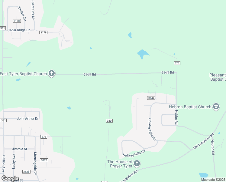 map of restaurants, bars, coffee shops, grocery stores, and more near 10122 7 Hill Road in Tyler