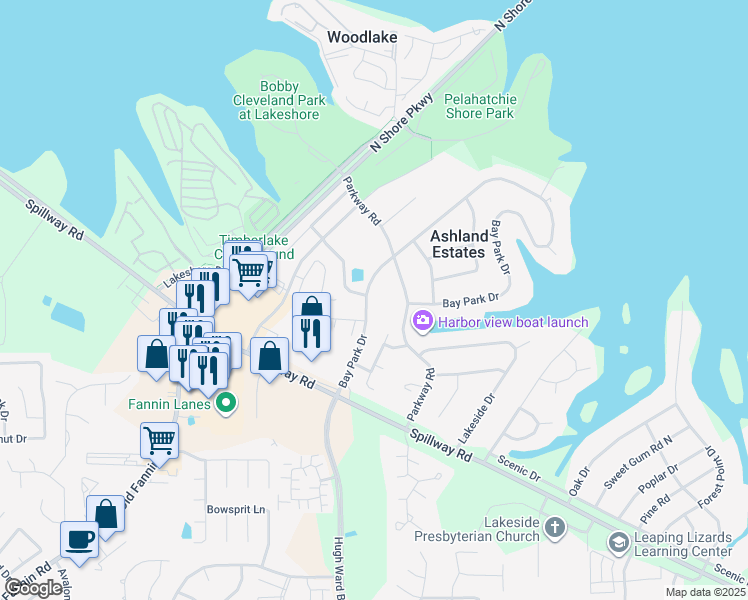 map of restaurants, bars, coffee shops, grocery stores, and more near 609 Bay Park Drive in Brandon