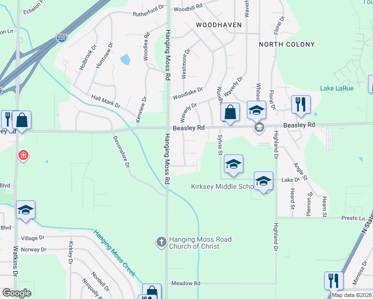 map of restaurants, bars, coffee shops, grocery stores, and more near 5867 Madison Edward Drive in Jackson