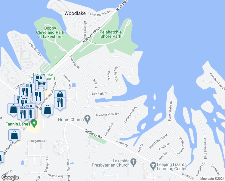 map of restaurants, bars, coffee shops, grocery stores, and more near 215 Bay Park Drive in Brandon