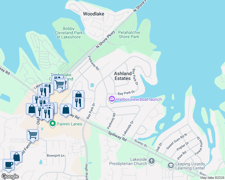map of restaurants, bars, coffee shops, grocery stores, and more near 203 Bay Park Drive in Brandon