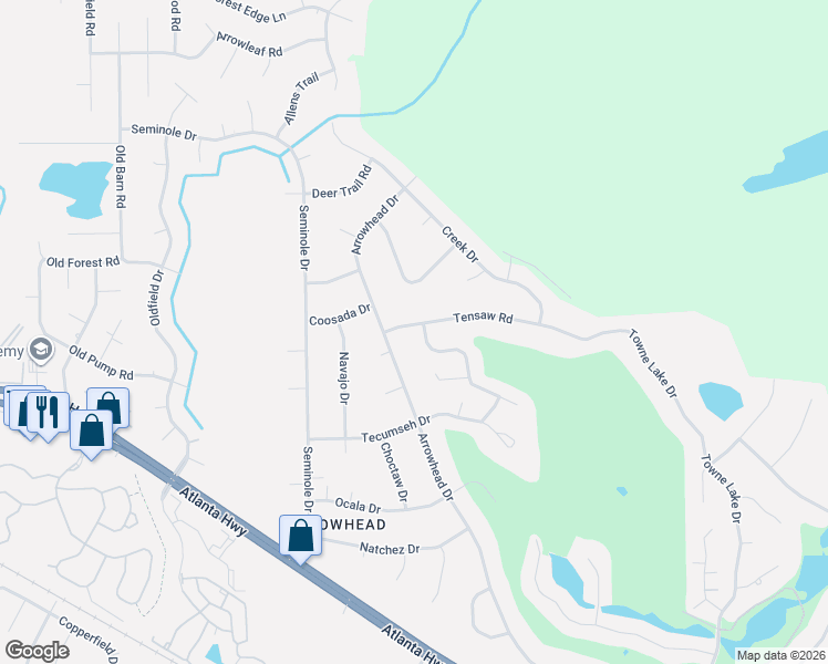 map of restaurants, bars, coffee shops, grocery stores, and more near 312-316 Arrowhead Drive in Montgomery