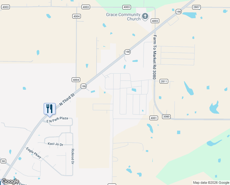 map of restaurants, bars, coffee shops, grocery stores, and more near 2921 Emma Lane in Mabank